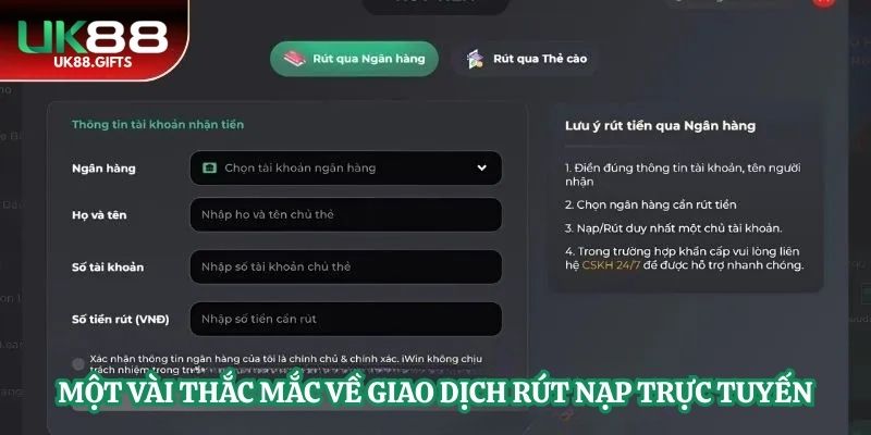 Một vài thắc mắc về giao dịch rút nạp trực tuyến
